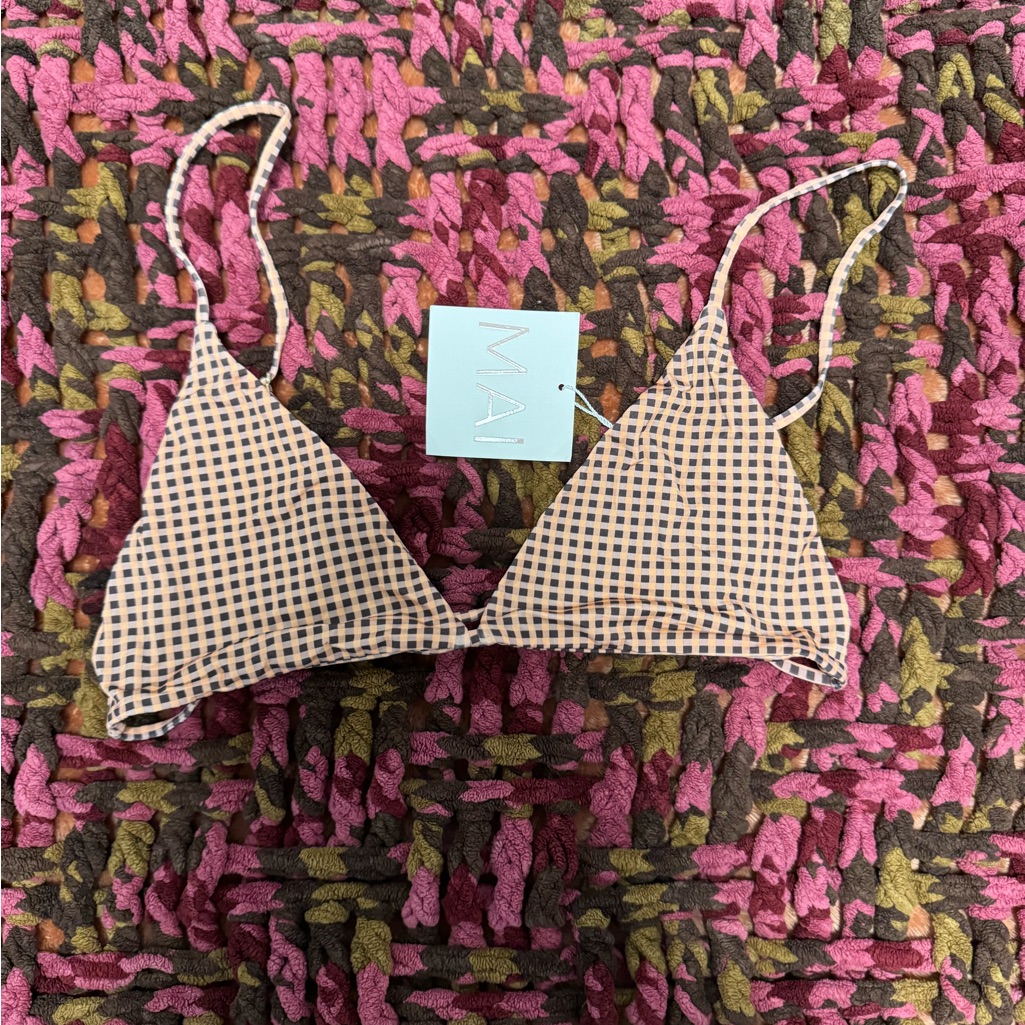 Mai String Bikini Top In Peach Gingham